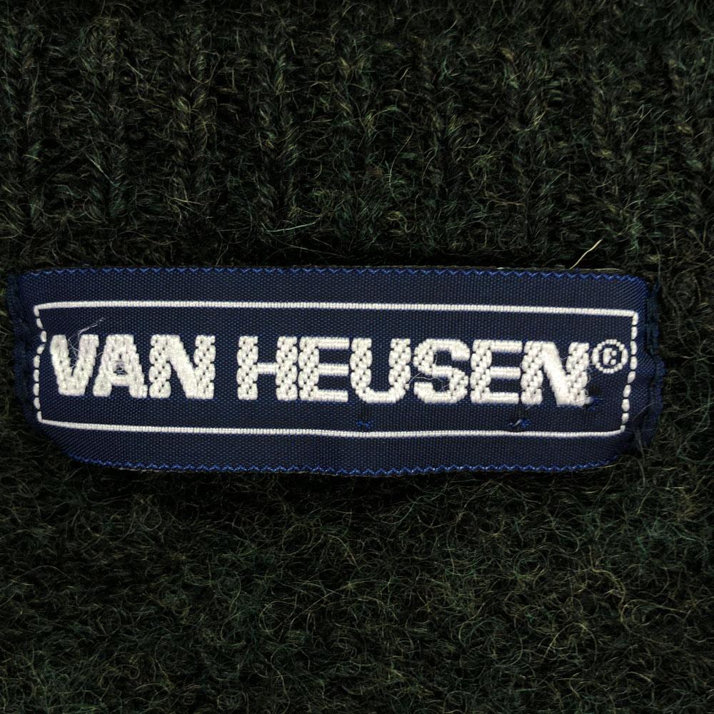 VAN HEUSEN 90er Wolle Old Langarm Rundhals Strick M grün Pullover Herren Gebraucht