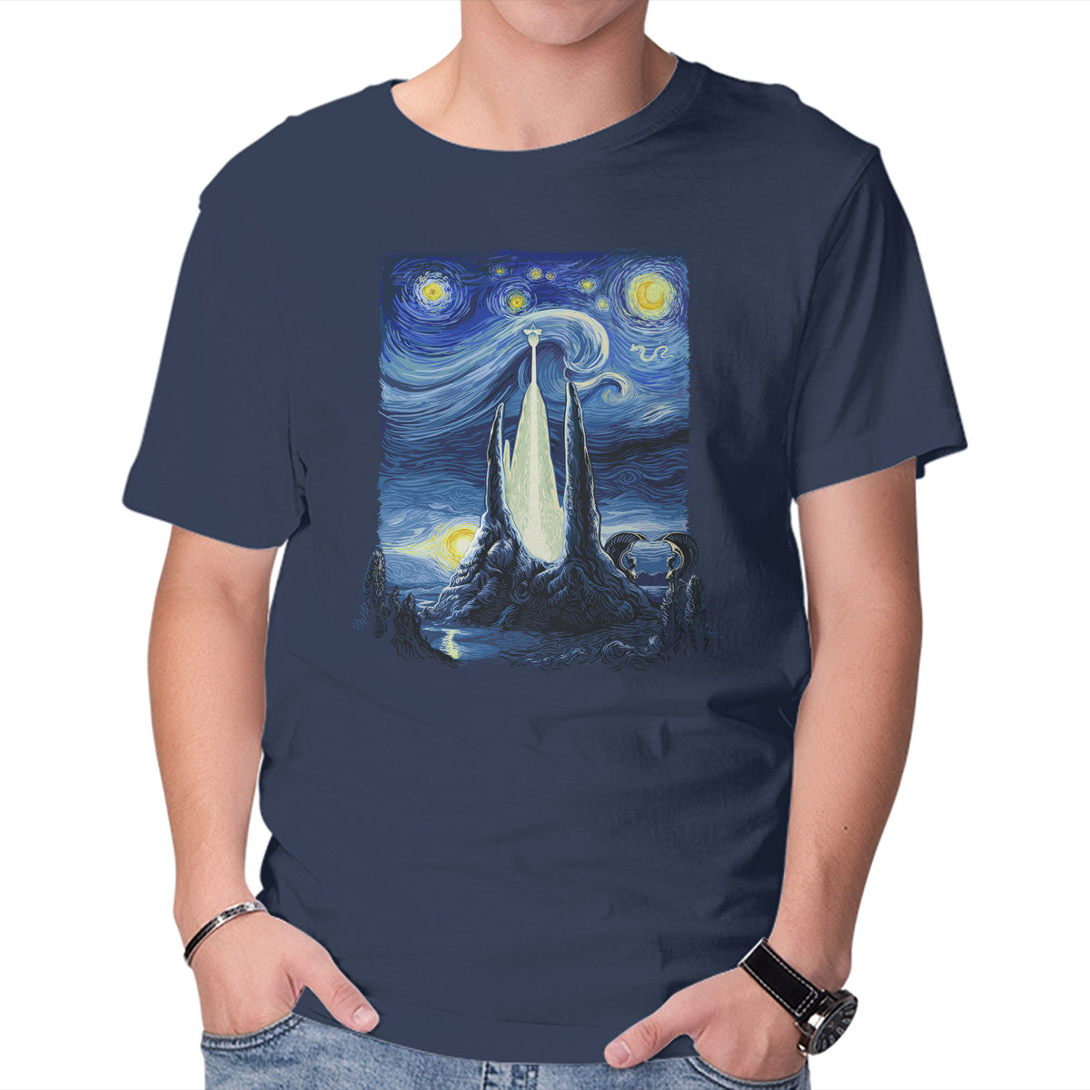 Unisex Crew Neck T-Shirt Starry Fantasia Graphic Short Sleeve Casual Tee XS