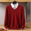 Men's Autumn and Winter V-neck Loose Solid Color Sweater Youth Bottoming Casual Knit Sweater
