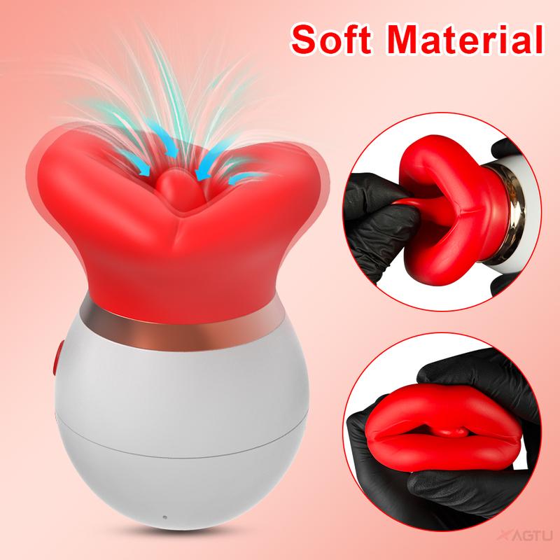 Rosenzunge Saugender Leckender Vibrator Weiblicher G-Punkt Orgasmus Sexspielzeug Beißende Brustwarze Oraler Klitorisstimulator Sexspielzeug für Frauen