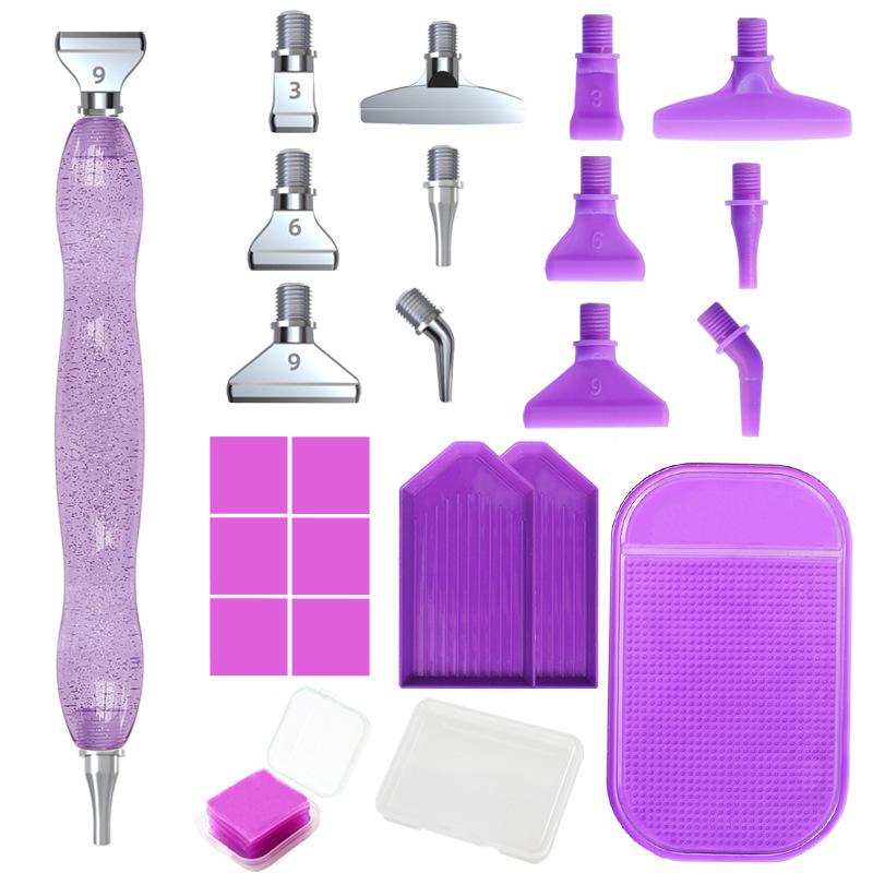 Glitter Gradient Resin Diamond Painting Pen Kit 12 Interchangeable Tips 6 Wax Blocks 2 Sorting Trays Correction Tool Ergonomic Grip