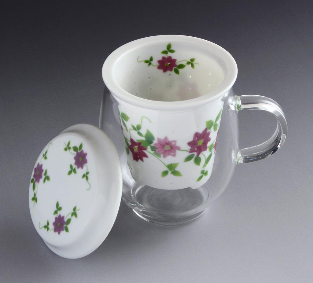 Toyo Ceramics Arita Ware Celand Glass Stylish Mug, Clematis IW-002