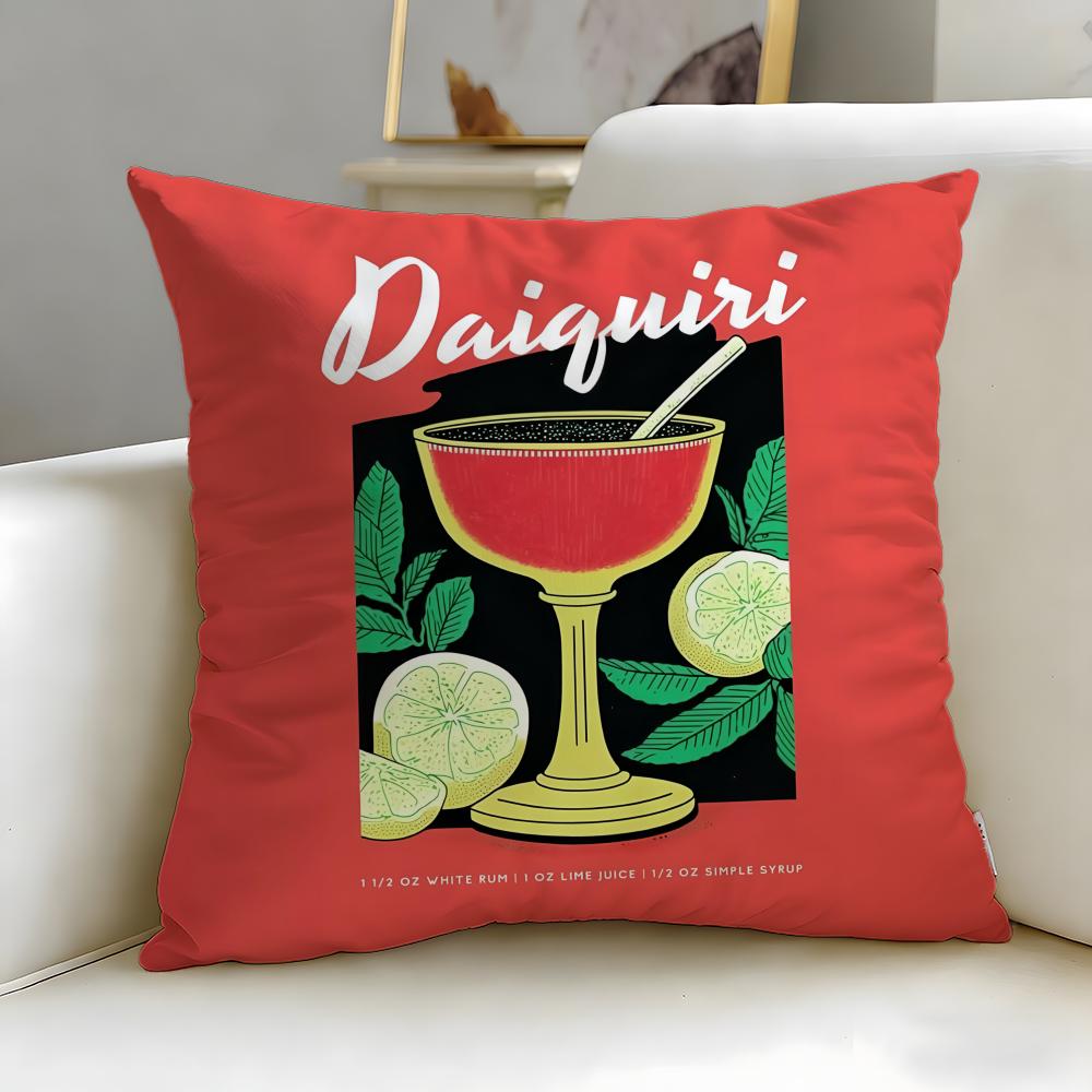 beverage theme Daiquiri Cocktail Cushion Cover Soft & Easy-Wash Pillow Case – Versatile for Couch, Bed, Travel and Office