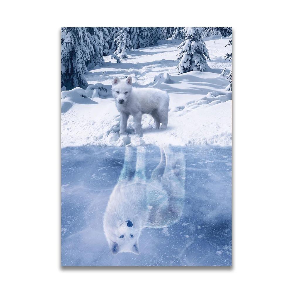 1pc frameless Canvas MINDSET IS EVERYTHING Motivational Poster Lion Tiger Wolf Animal Wall Art Canvas Print fo