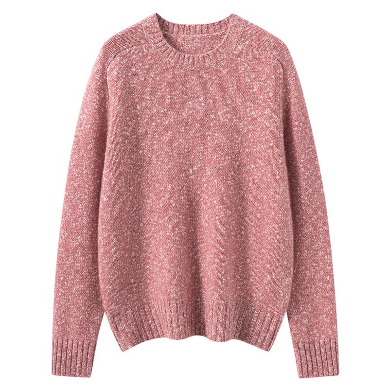 Women's Retro Loose Fit Cashmere Sweater - Plus Size Round Neck Pullover for Autumn/Winter