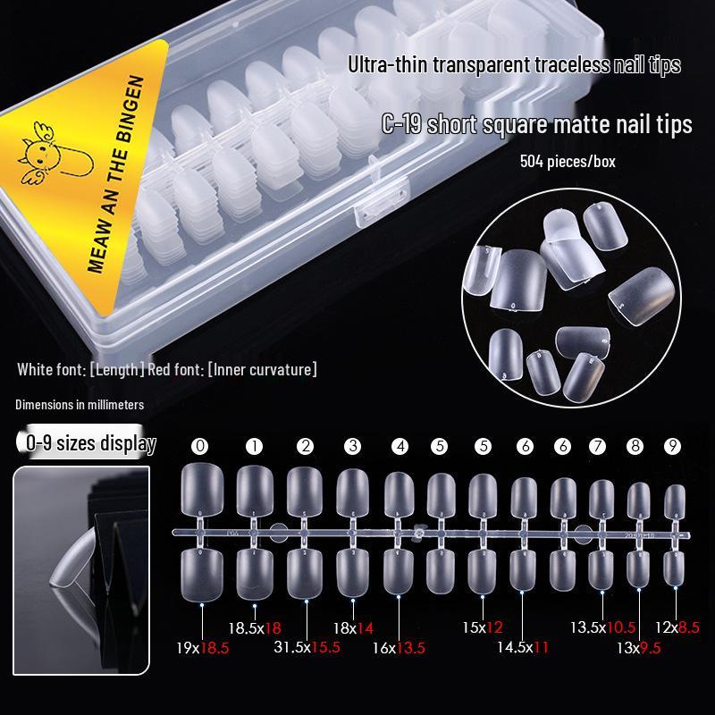 Dual-Use Seamless Transparent Frosted Nail Tips - Extendable Flat/Arc Design