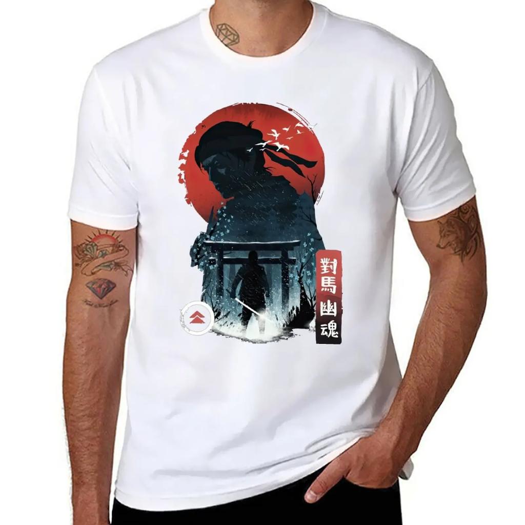 Nuova T-shirt Artistica Ghost of Tsushima Luna asciugatura rapida magliette grafiche da basket t-shirt anime top primavera estate t-shirt