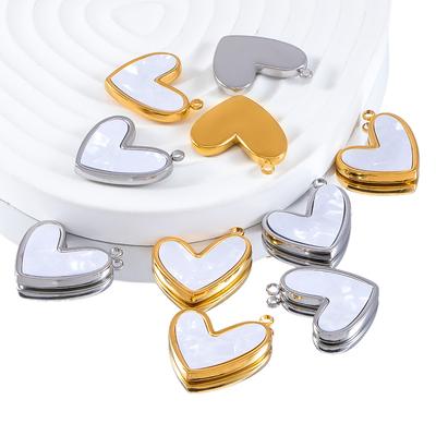 4 Stück 2 Stück Edelstahl Herz Anhänger Weißes Muschelherz für DIY Schmuckherstellung für Frauen Halskette Ohrring Zubehör Großhandel