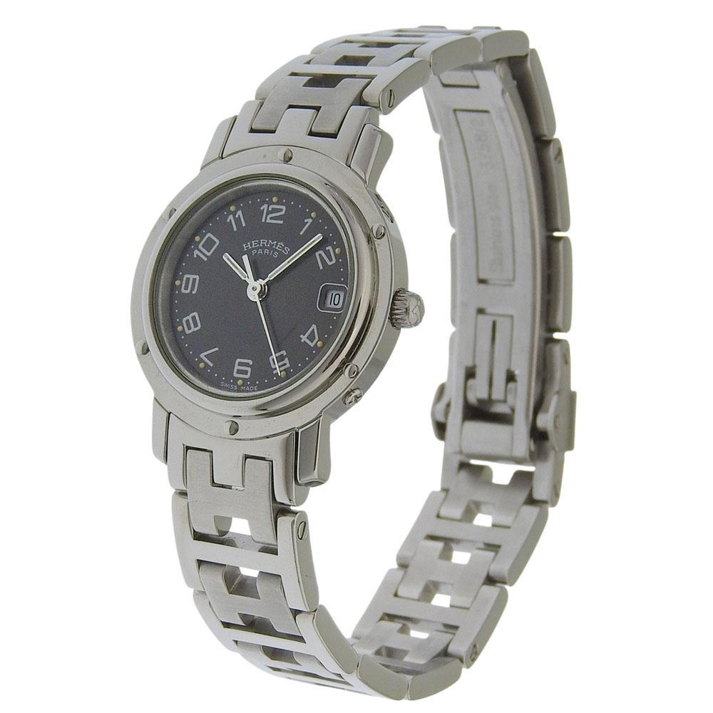 HERMES Clipper Watches CL4.210 grayDial Stainless Steel Quartz Analog display Women Used