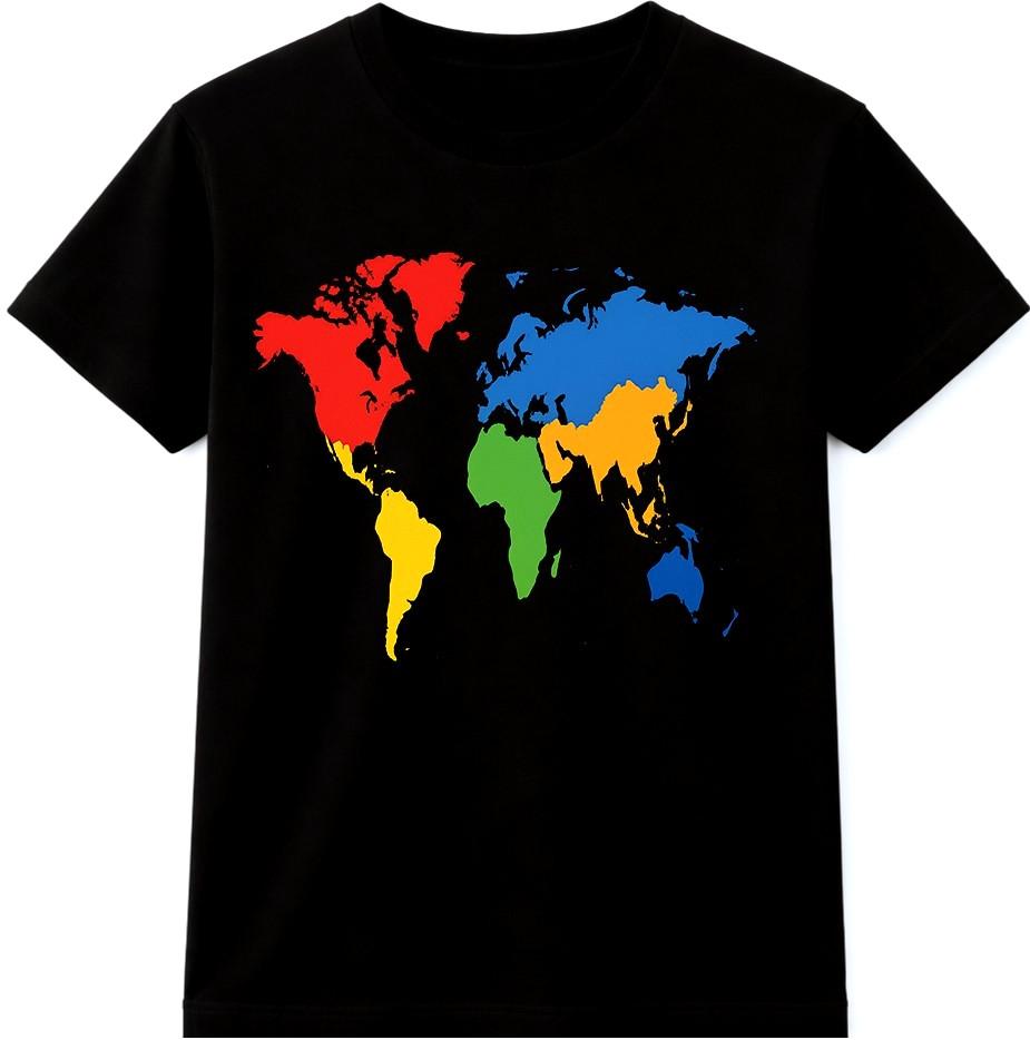 Globe Colourful T-Shirt World Map Continents Art Travel Lover Gift Graphic Tee S разноцветный
