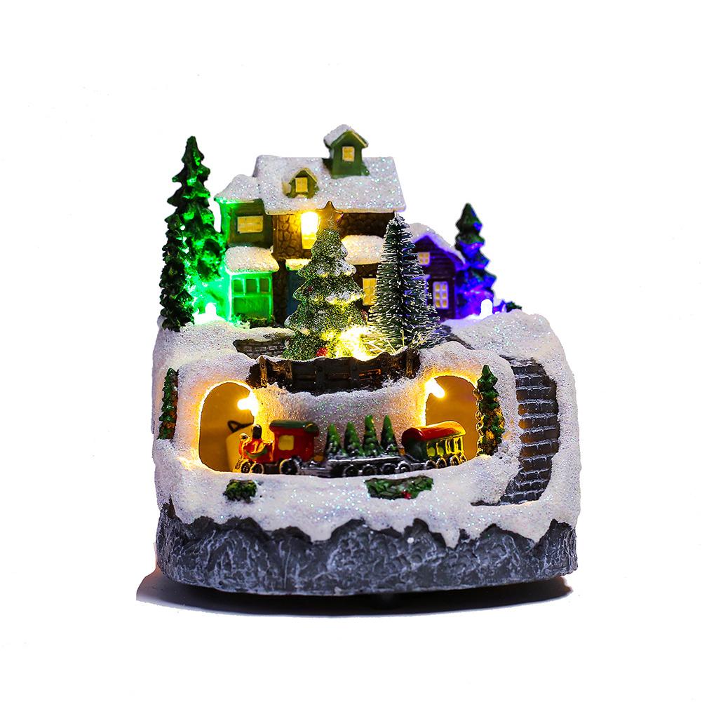 

Christmas Village Houses LED Lighted Christmas House Battery/USB Operated Collectible Buildings With Music For Home Xmas Decoration 21573 Christmas Tree#1