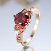 Crystal Female Red Zircon Round Stone Engagement Ring Vintage Gold Color Wedding Bands Jewelry For Women Men