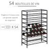 Wine Rack Bottle Rack Bottle Storage Capacity 54 Bottles Dim. 63L x 25W x 91H cm Black Metal