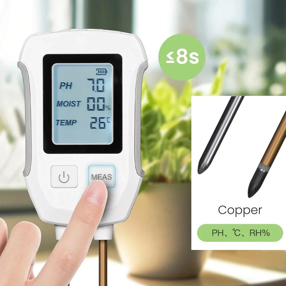 3in1 Soil Tester LCD Screen Detector PH Thermometer Temperature Moisture Meter For Plants Gardening Flower Potted Plantation