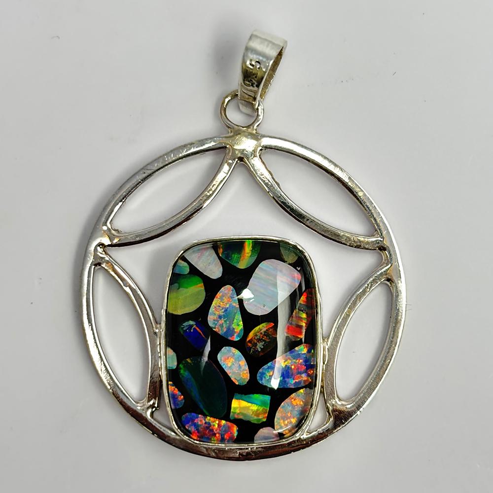 

NATURAL 45 Ct Cushion Opal 925 Sterling Silver CERTIFIED Gems Pendant Free Gift 45.6 mm approx різнокольоровий