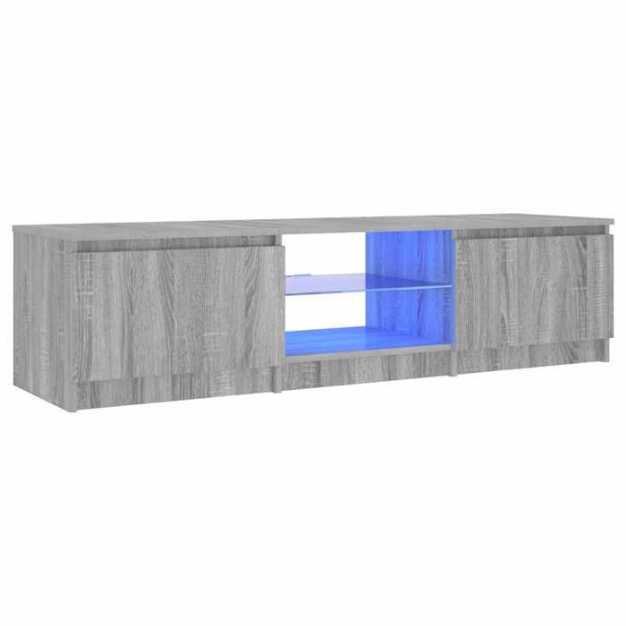 vidaXL Meuble TV avec lumières LED Sonoma gris 140x40x36 cm, support TV, armoire média, armoire hifi, unité TV 822682