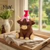 Countertop Soap Dispenser Highland Cow Dispenser, Pink Bow Cattle Refillable Hand Decorative Bottle, Plastic Empty Pump Bottle for Bathroom,