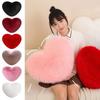 New Fur Heart Pillow Love Heart Shaped Pink Color Heart Plush Pillow Fluffy PP Cotton Soft Pillow Desktop Decor