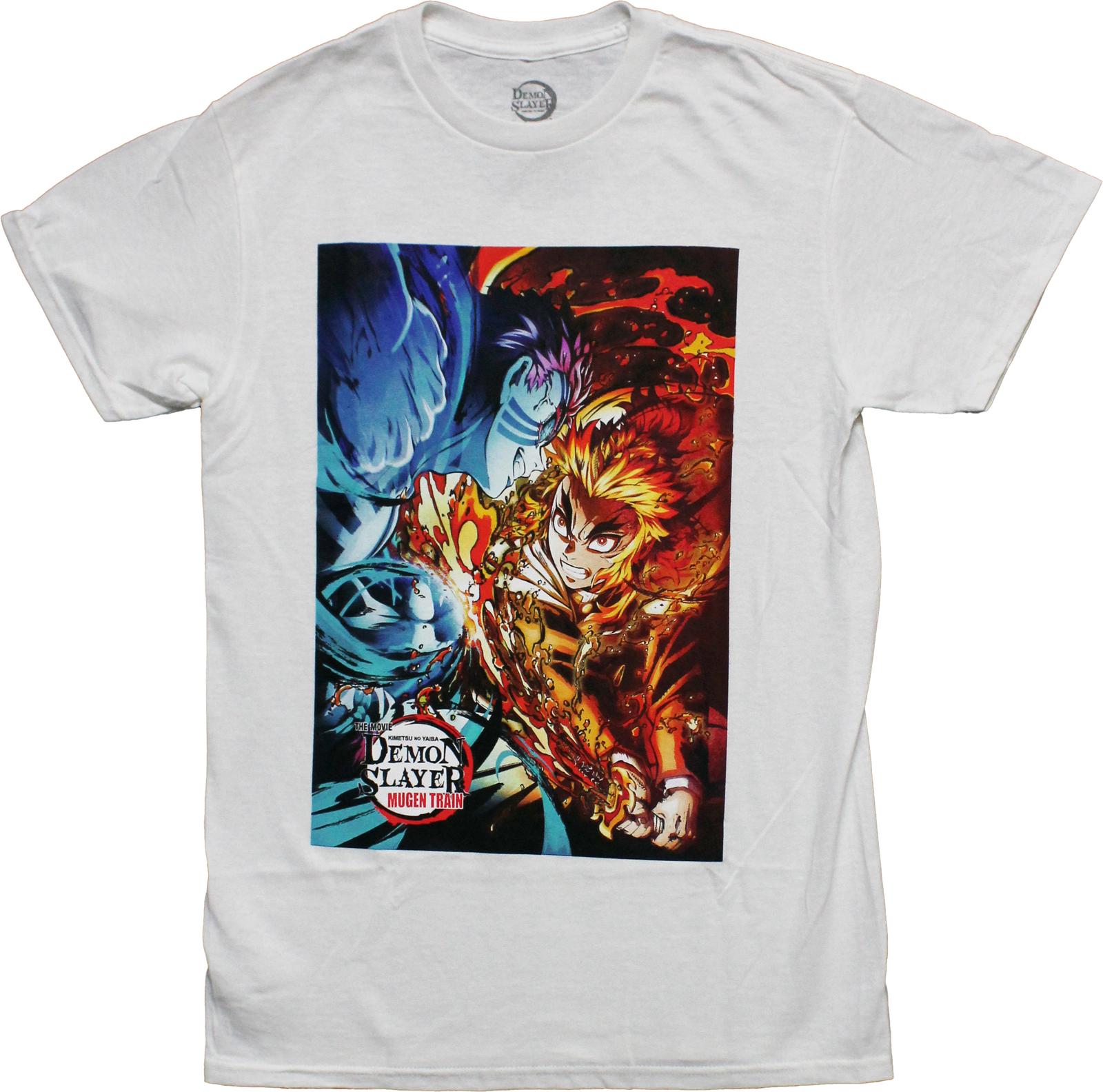 Demon Slayer New Adult T-shirt Mugen Train Movie Fire Ice Battle XXXXL
