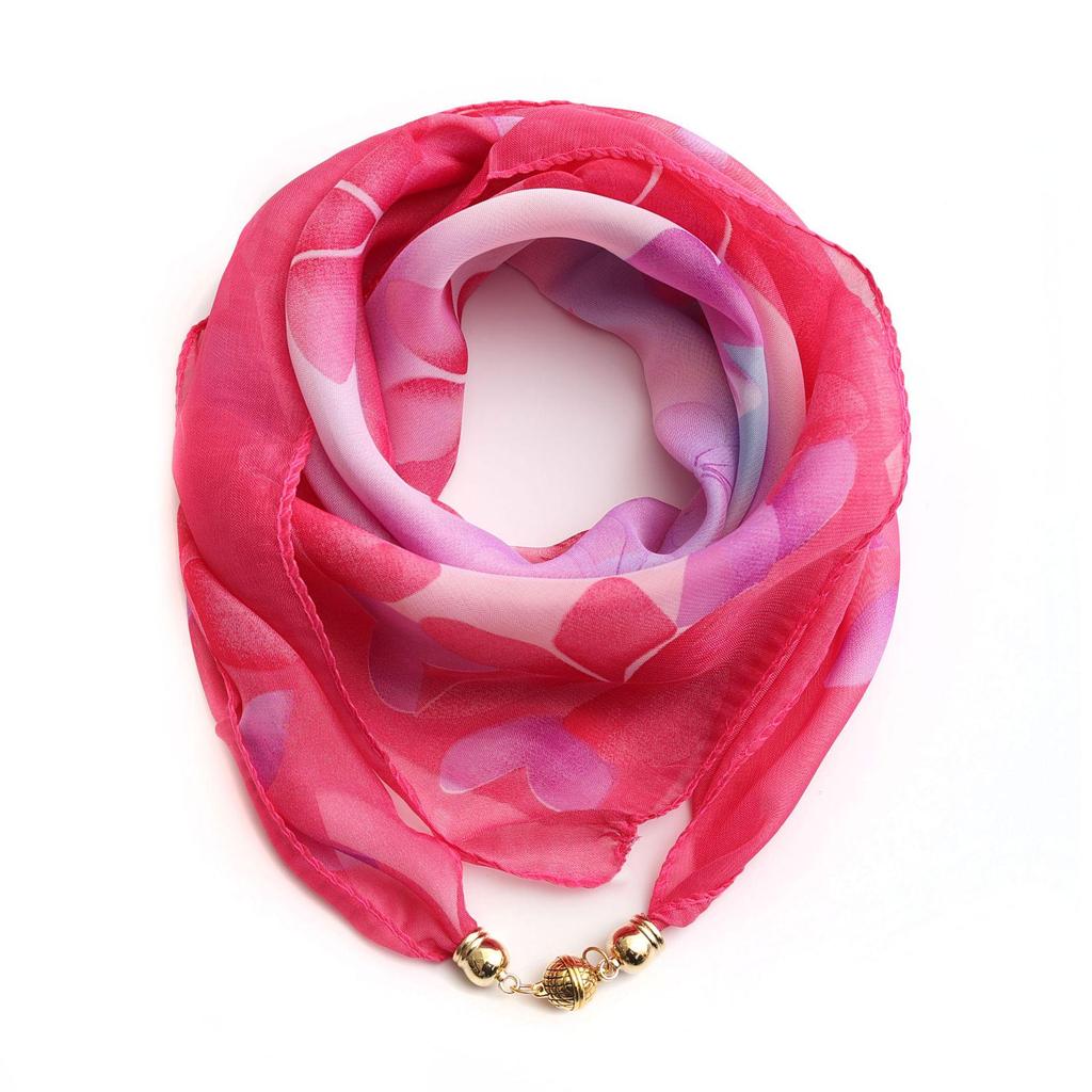Women's Summer Magnetic Buckle Silk Scarf: Versatile, Fashionable Chiffon Square Scarf for Shirts