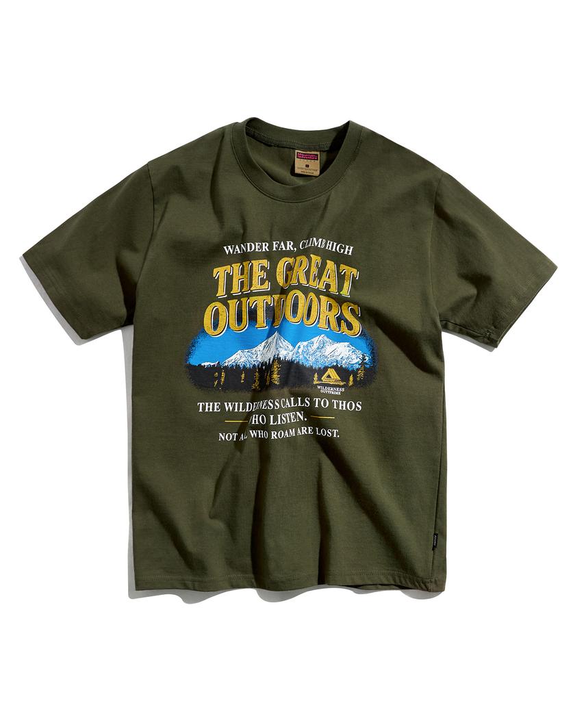 Peullukeu Achieve Great Graphic Short Sleeve T-Shirt Khaki Fst349