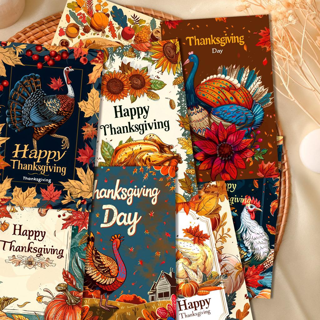 50 Thanksgiving Fall Harvest Themed Wall Cards Vintage Interior Decoration Cards