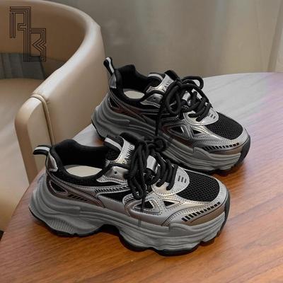 Dad's Shoes, Women's Velvet Black Shoes,  New Spring and Autumn Versatile Thick Sole Height Increasing Casual Sports Shoes