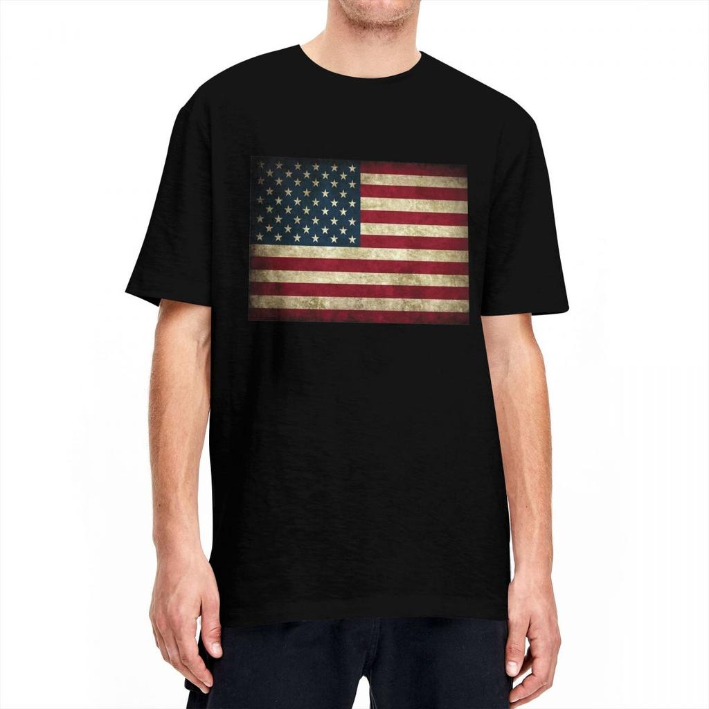 US Flagge Vintage Design Flagge 4. Juli T-Shirt Erwachsene Lustig 100 Baumwolle T-Shirts Sommer O-Ausschnitt Mode T-Shirts Günstige Übergroße Oberteile