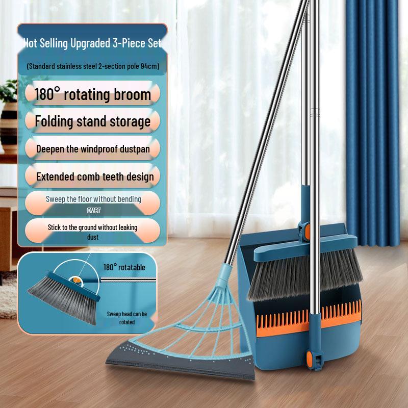 Li Lin High-Quality Non-Stick Broom & Dustpan Set with Squeegee for Hair.
