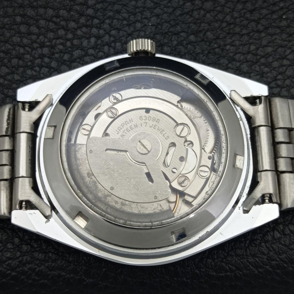 REFURBISHED SEIKO 5 AUTOMATIC 6309A VINTAGE JAPAN MENS BLACK WATCH A440877-4 Sk-a440877