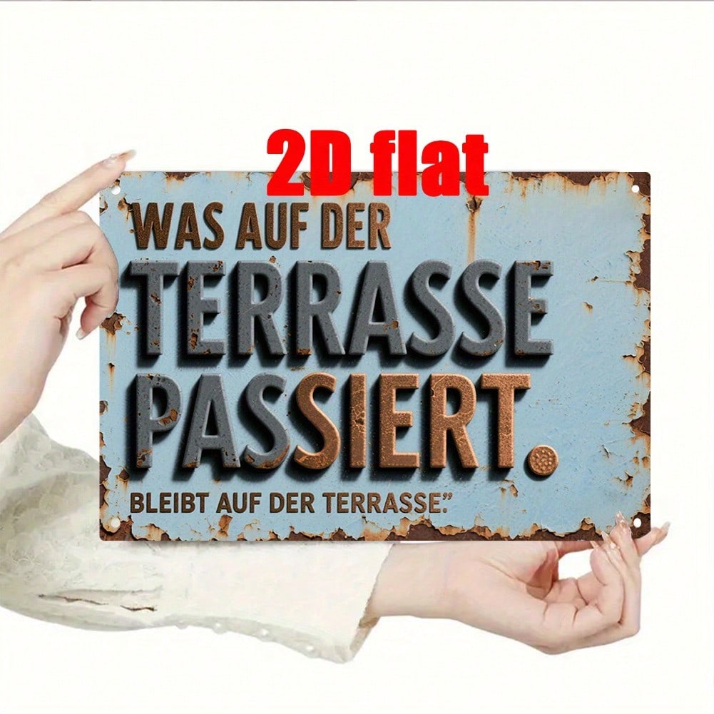Vintage German Metal Wall Art Sign Rustic Home Garden Patio Decor Gift
