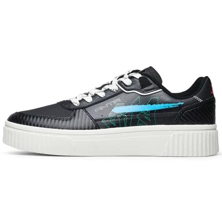 New Anta Life Collection Wear Resistant Slip Resistant Low Top Skateboard Shoes Men's Black Blue 112028064-2