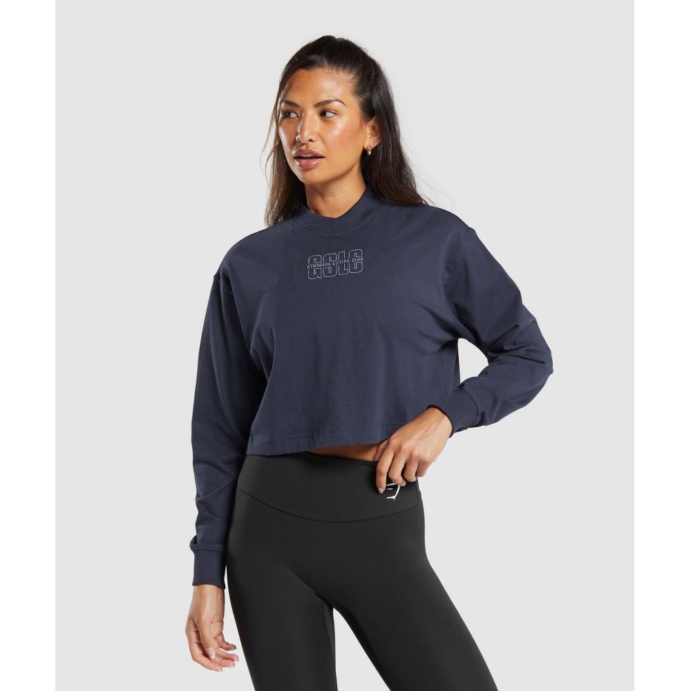 

GYMSHARK Outline Oversized Top Heavy Blue B6A3G UCTN XXS
