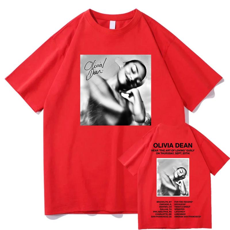 T-shirt Moda Olivia Dean L'Arte di Amare T-shirt Cotone Ampia Unisex T-shirt Unisex Casual Girocollo Stampa Lettere Abbigliamento Femminile