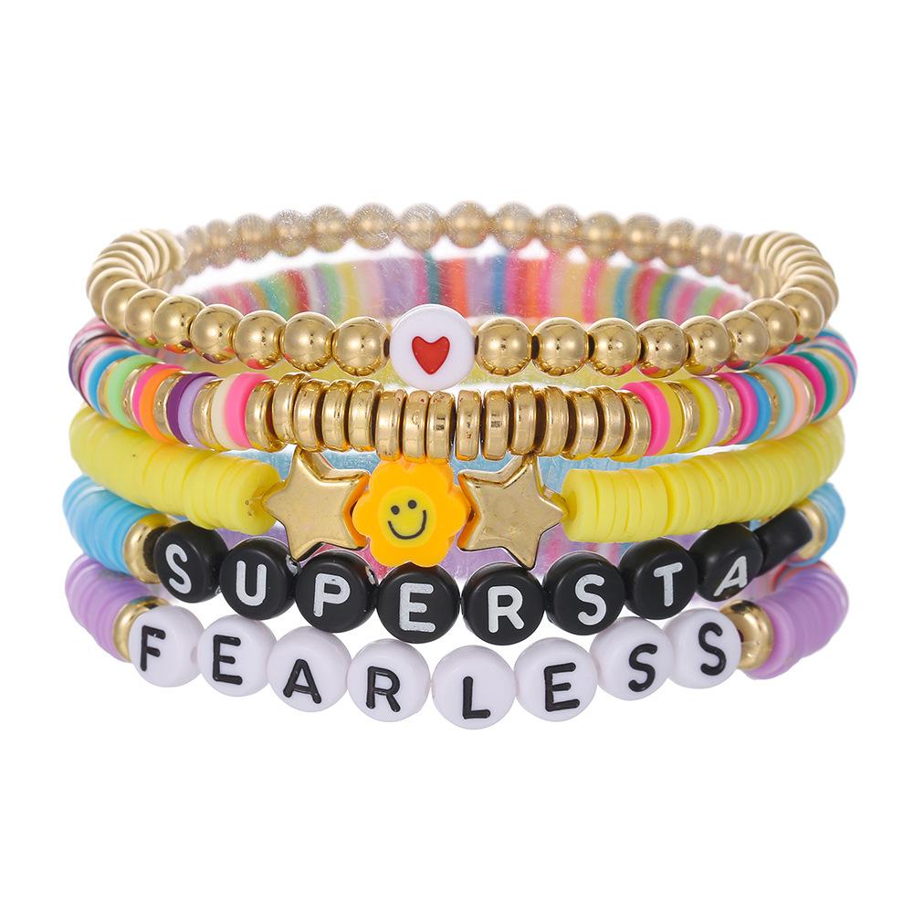Mixed Color Elastic Soft Pottery Bracelet Love Tai Chi Yin Yang Soft Pottery Bracelet Friendship Couple Stacked Bracelet