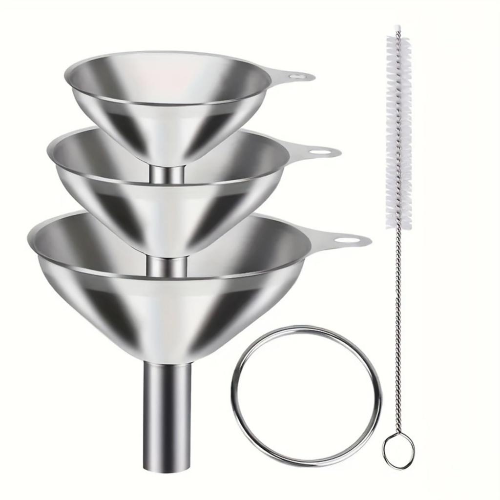 Kitchen Funnel Set 4 Pack, Small and Large, Kitchen Gadgets Accessories Foldable Silicone Collapsible Funnels for Filling Water Bottle Liquid Transfer