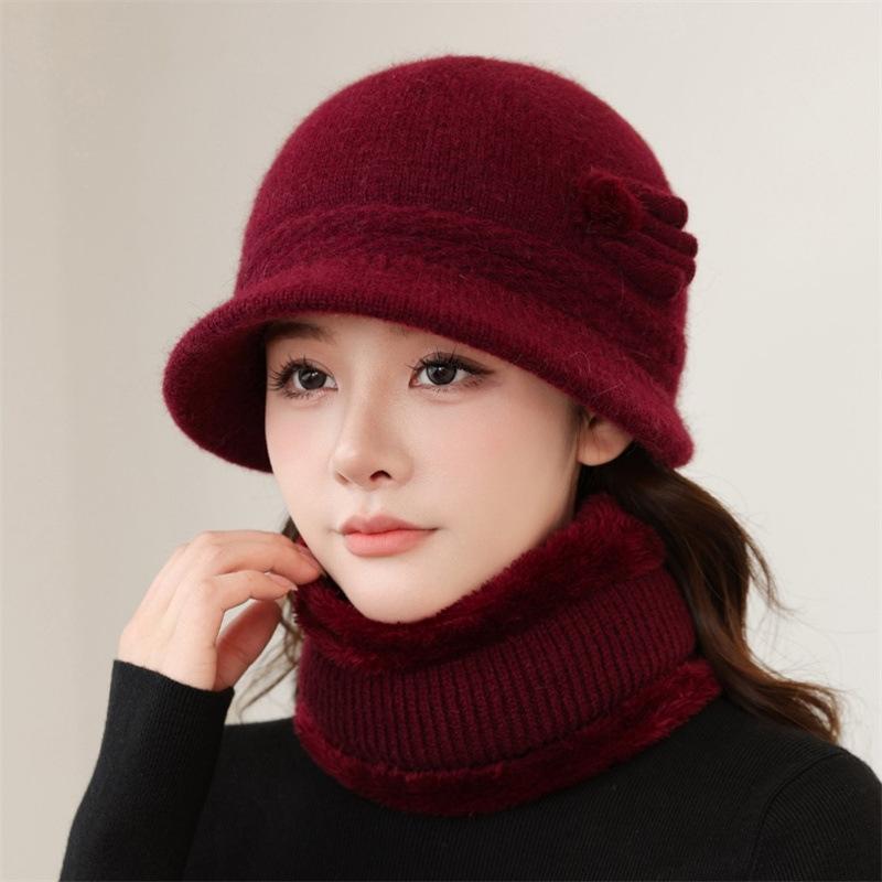 Winter new knitted wool hat women's ear protection warm pullover hat with scarf fashionable versatile cold hat winter