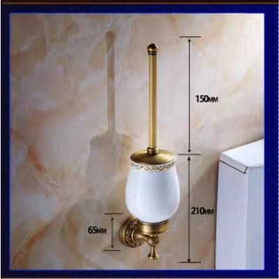 Antique Bronze Toilet Brush Holder with Brush Brass Carved Bathroom Toilet Scrub Cleaning Brush Holder Set