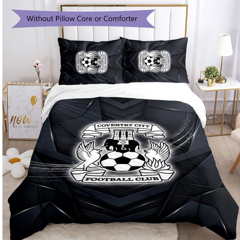 Set Lenzuola Stampato Coventry City Football 3 Pezzi, Comodo Set Copripiumino per Camera da Letto Amico della Pelle
