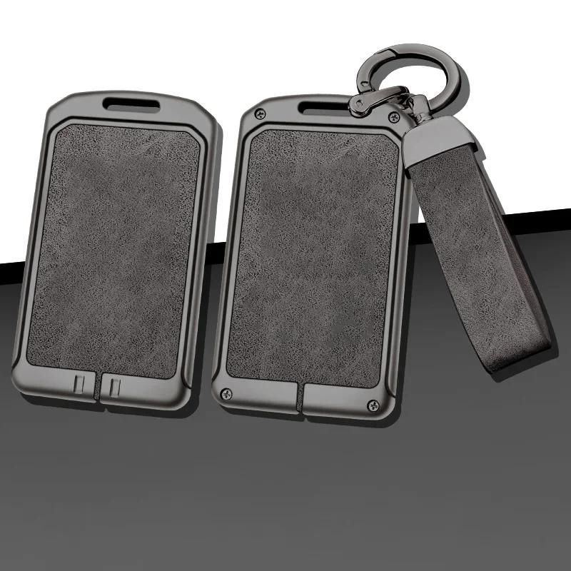 New Zinc Alloy Leather Nfc Card Car Key Case Cover Holder Fob Protector Shell For Tesla Model Y Model 3 Car Interior Accessories
