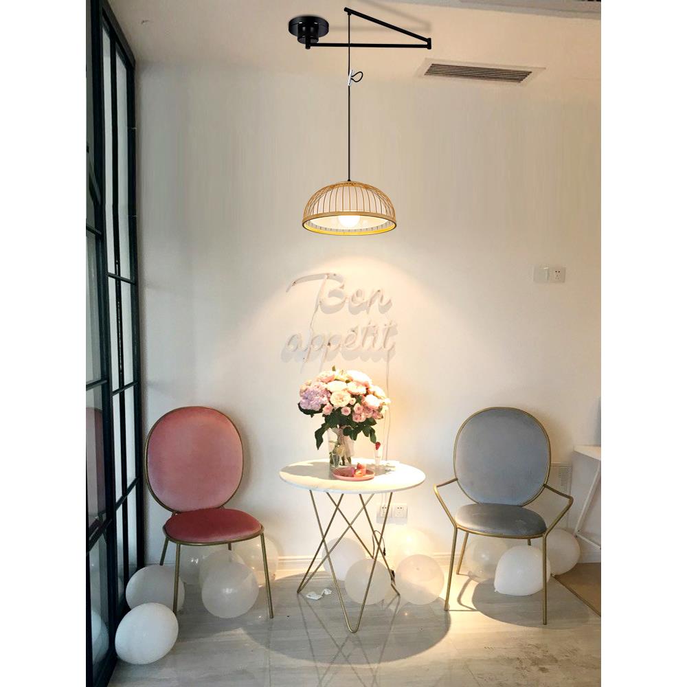 Dining Table Rocker Chandelier Minimalist Modern Extendable Rotating Long Pole Lamp Folding Swing Arm Chandelier Indoor Lighting