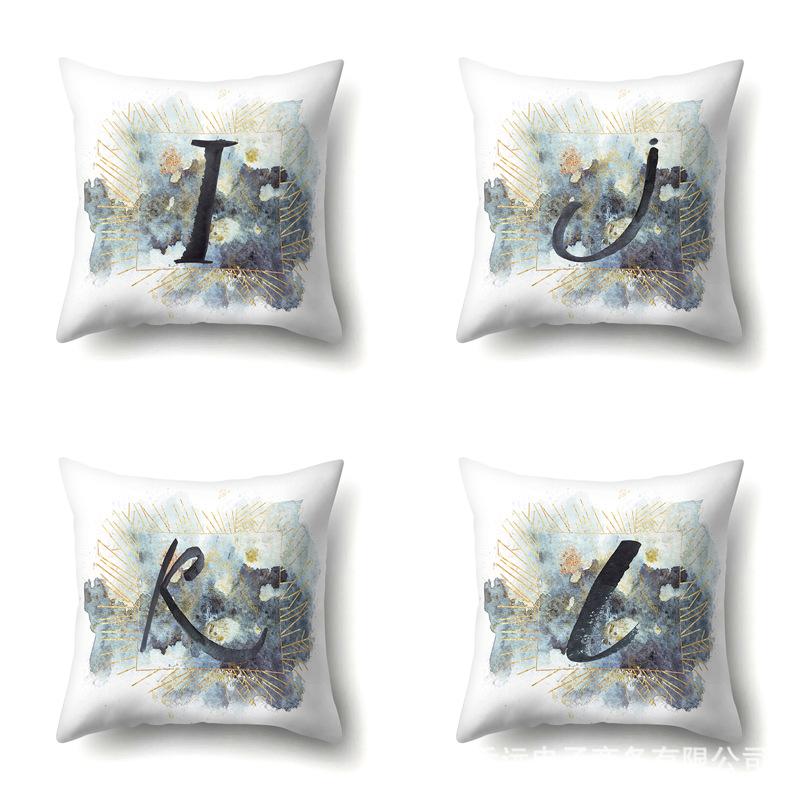 Polyester Pillowcase Home Car Decoration Printing Pillowcase 26 English Letters Sofa Cushion Cover