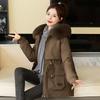 2025 winter new women's hooded detachable fur collar, versatile foreign style cotton clothes, one piece of clothing, three women's coats