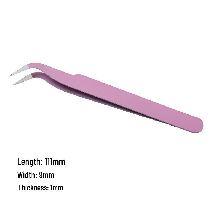 Colorful Stainless Steel Curved Tweezers for False Eyelashes and Planner Clips