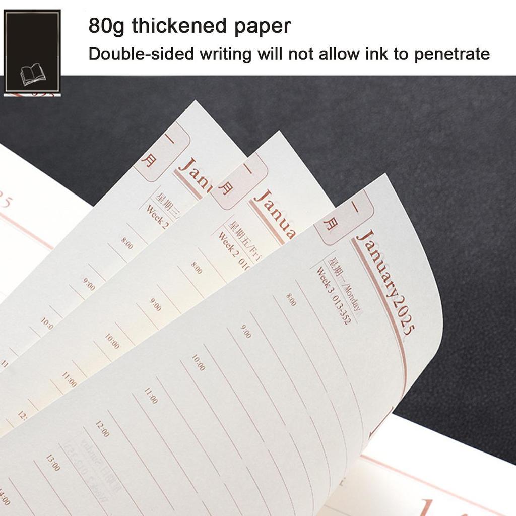 A5 Dickleder Studentenzeitplaner, Jahresplaner 2025, Business-Notizblock, 365-Tage-Tagesplaner, Memo, Notizbuch, 170 Blatt