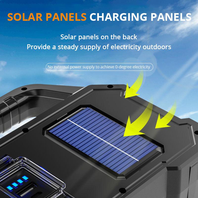 Solar Powered Handheld Light Outdoor Searchlight Charging Strong Light Ultra Bright Flashlight Long-range Floodlight Flashlight
