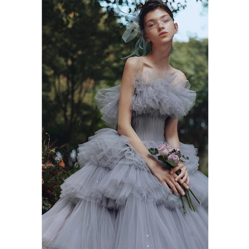 2025 Evening Wedding Dress: Studio Yarn, Outdoor Trailing Cake Skirt, Mori Style Travel Photography Gown