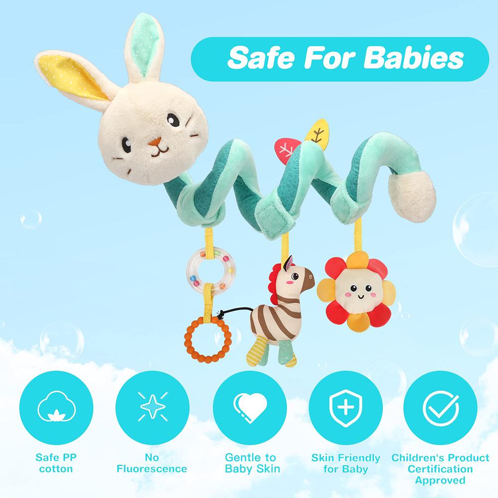 Car Seat Toy for Baby Infant Spiral Plush Toys Stroller Toys Hanging Crib Activity Toy Bed Stroller Rattle for Newborns Gifts