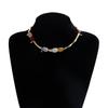 Vintage Bamboo Tube Metal Necklace Women Irregular Colorful Beaded Splicing Necklace Elegant Fashion Banquet Jewelry Accessories
