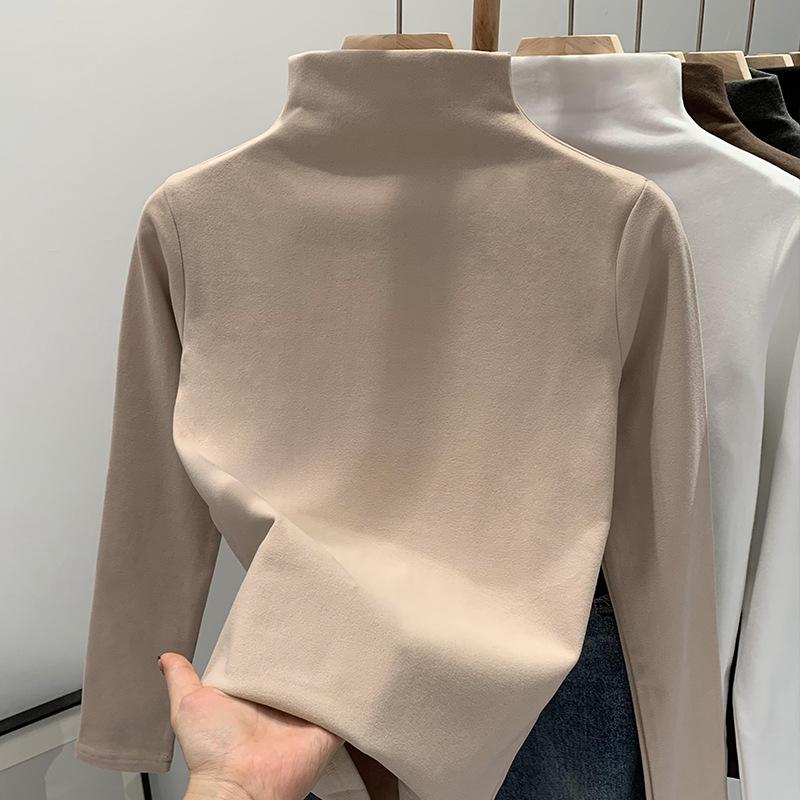 Solidna Warstwa Bazowa z Półwysokim Dekoltem Damska Jesień Zima Termiczna Modalowa z Długim Rękawem Dopasowany Top